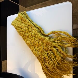 Universal Threads Yellow Knit Fringe Scarf